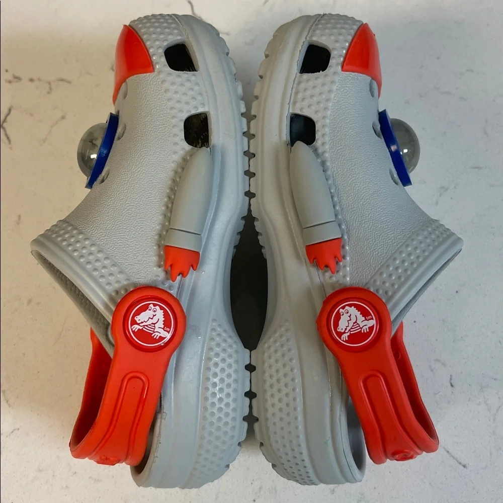 Crocs Classic Rocket Ship Clog  210359 - Toddler - Gray / Mirage Orange Size 7
